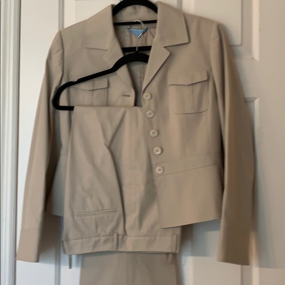 Beige with Fine Brown Line Business Suit
